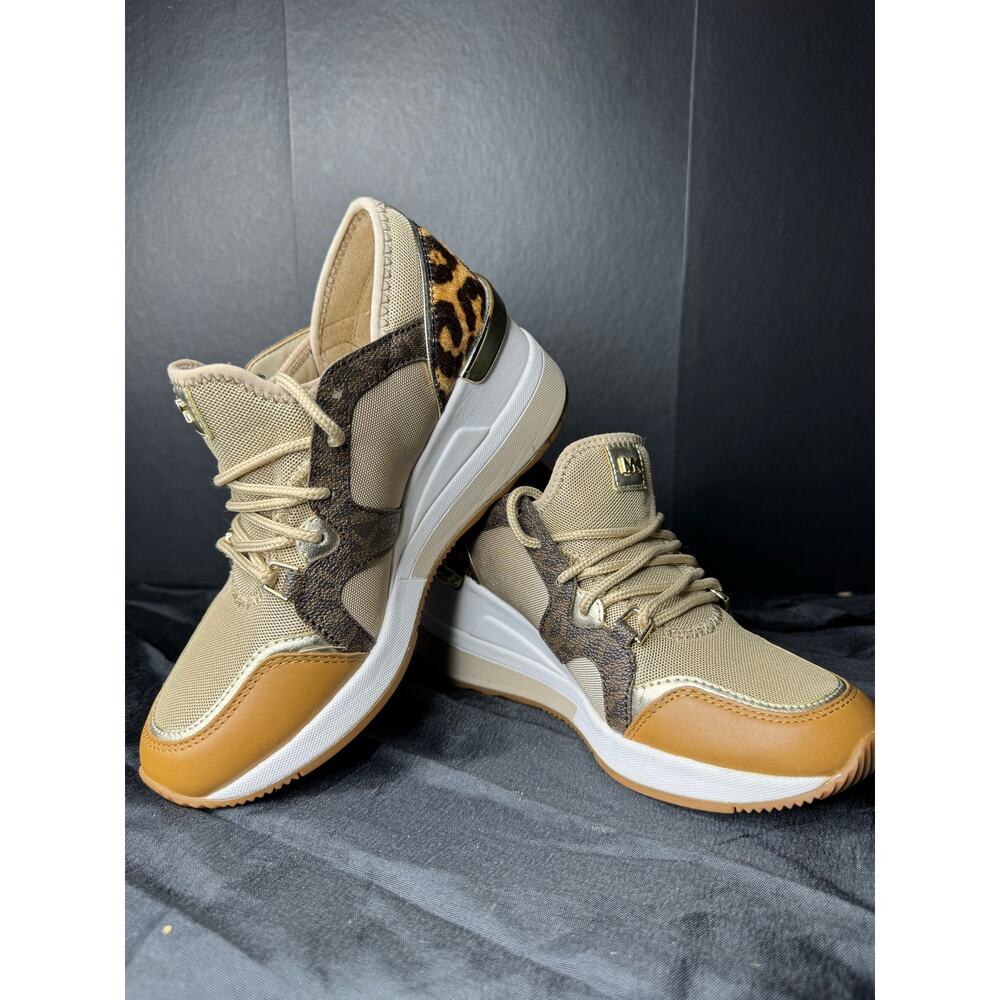 MICHAEL Michael Kors Liv Trainer Wedge Sneakers featuring leopard print